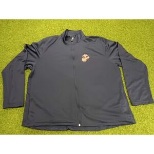 Marines Jacket Men's 3XL Black Globe & Anchor Logo Mesh Mock Neck Full Zip